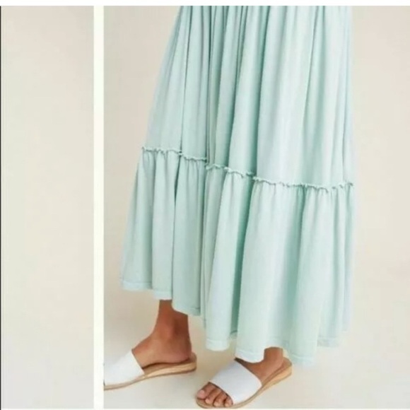 SUNDRY Anthropologie Mint Green Tiered Racerback Maxi Dress Size Small - Picture 9 of 9